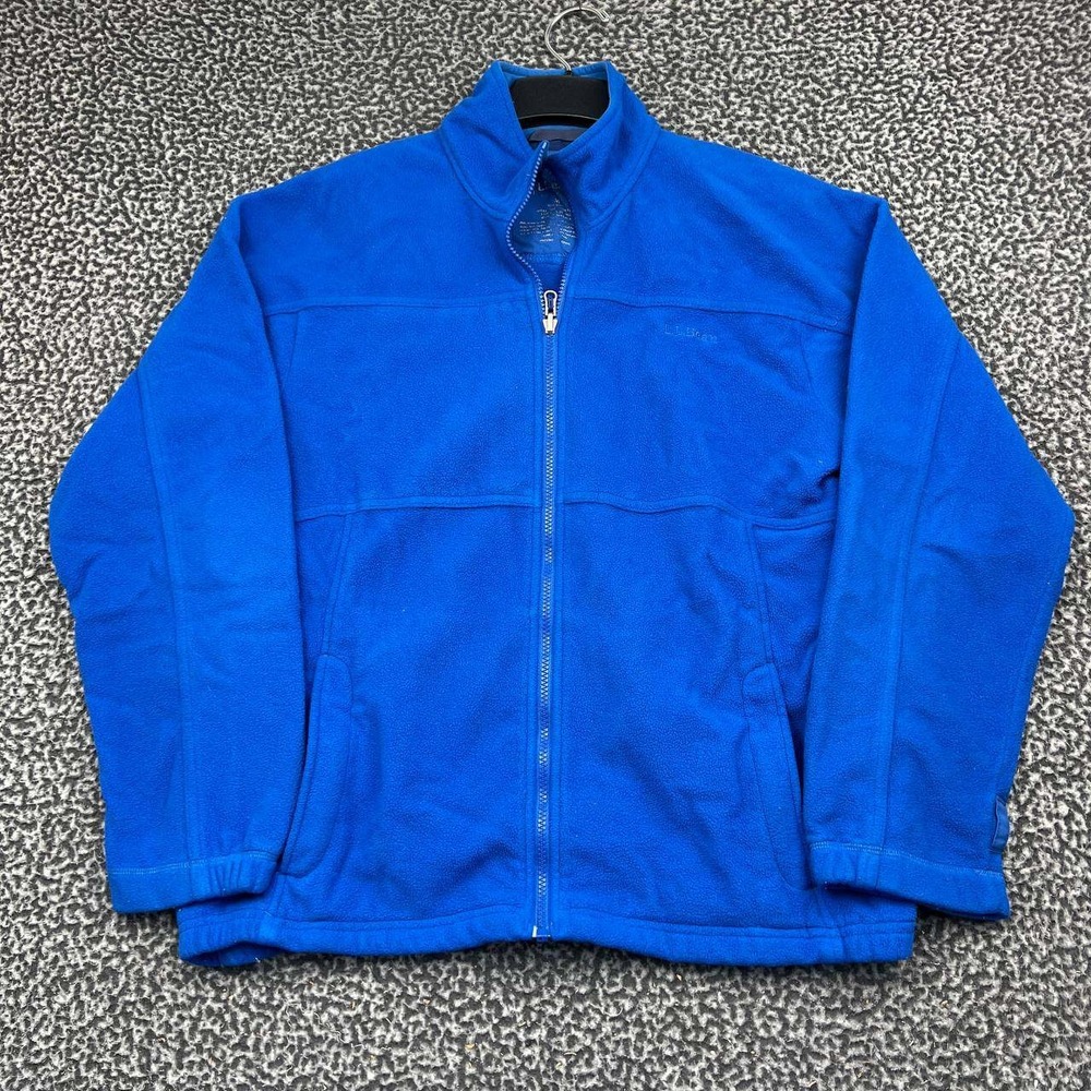 LL Bean Fleece Jacket Men Medium Blue Full Zip Long Sleeve Pocket Mock Neck